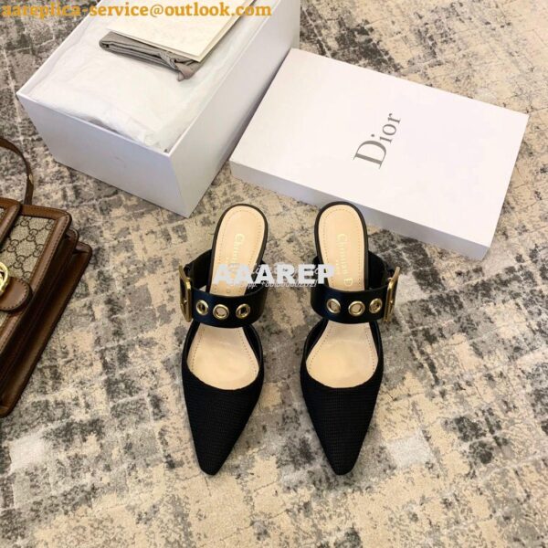 Replica Dior D-DIOR Heeled Mule KCP537 Black 4