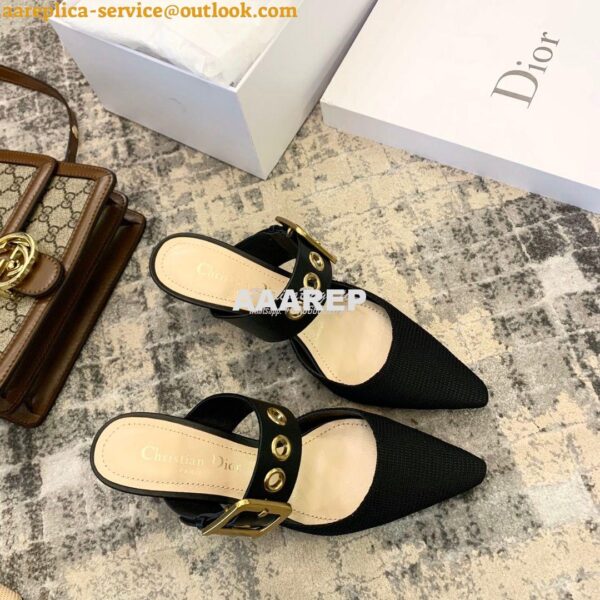 Replica Dior D-DIOR Heeled Mule KCP537 Black 5