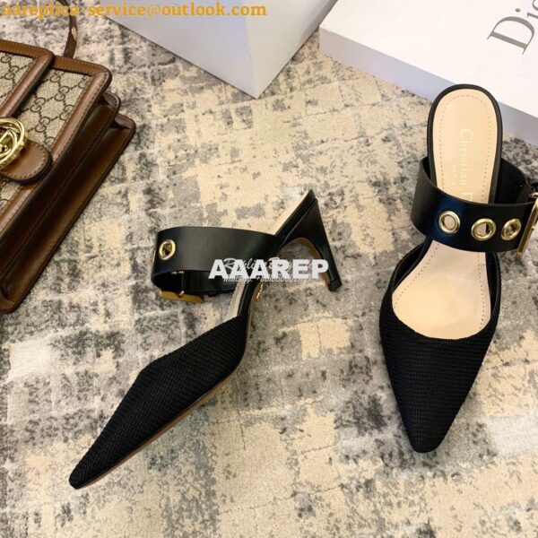 Replica Dior D-DIOR Heeled Mule KCP537 Black 6