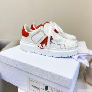 Replica DiorID Sneaker White Rubber and Calfskin KCK278 with Red