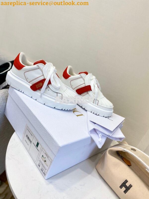 Replica DiorID Sneaker White Rubber and Calfskin KCK278 with Red 4