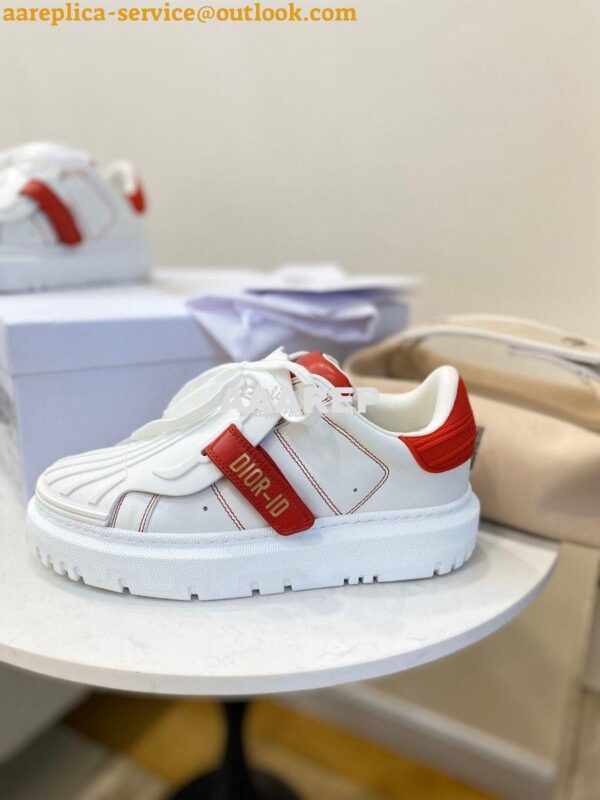 Replica DiorID Sneaker White Rubber and Calfskin KCK278 with Red 5