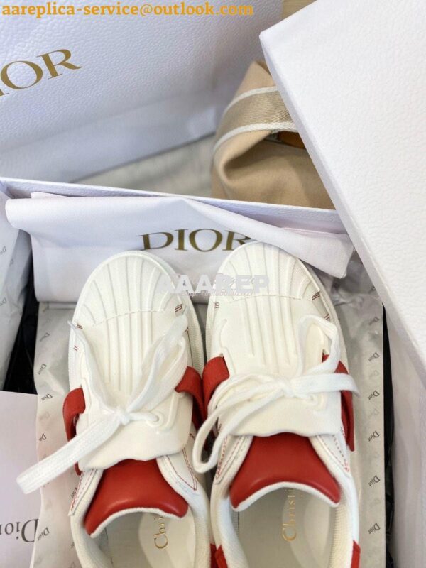 Replica DiorID Sneaker White Rubber and Calfskin KCK278 with Red 7