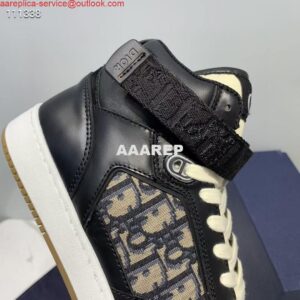 Replica Dior 3SH132 B27 High Top Sneaker Black Calfskin With Oblique Jacquard 2