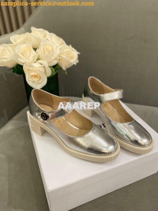 Replica Dior D-Doll Pump Metallic Silver Shiny Calfskin KCP909 4