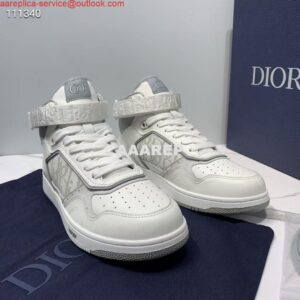 Replica Dior 3SH132 B27 High Top Sneaker White Calfskin With Oblique Jacquard 2