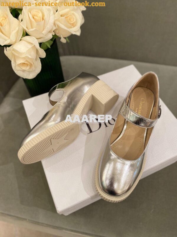 Replica Dior D-Doll Pump Metallic Silver Shiny Calfskin KCP909 6