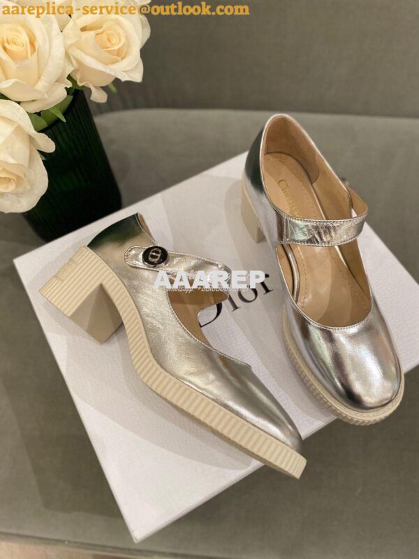 Replica Dior D-Doll Pump Metallic Silver Shiny Calfskin KCP909 7