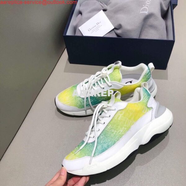 Replica Dior 3SN248 Men's Women‘s B24 SNEAKER Dior Oblique Canvas Green and Yellow 5