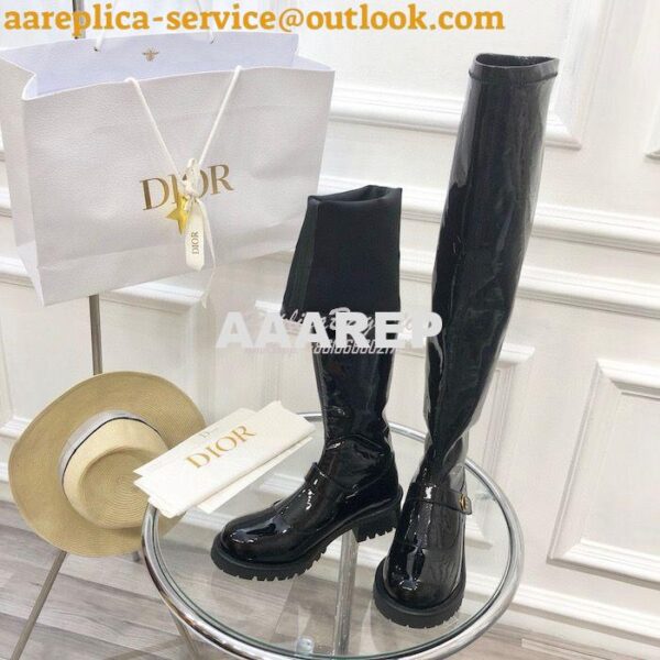 Replica Dior D-Doll Thigh Boot Black Crinkled and Stretch Patent Calfs 5