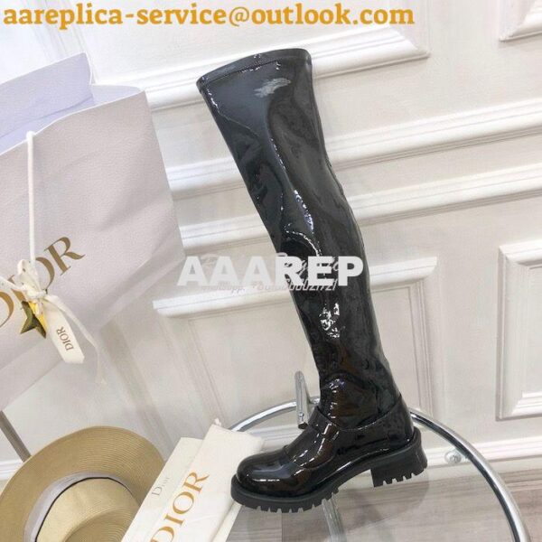 Replica Dior D-Doll Thigh Boot Black Crinkled and Stretch Patent Calfs 4