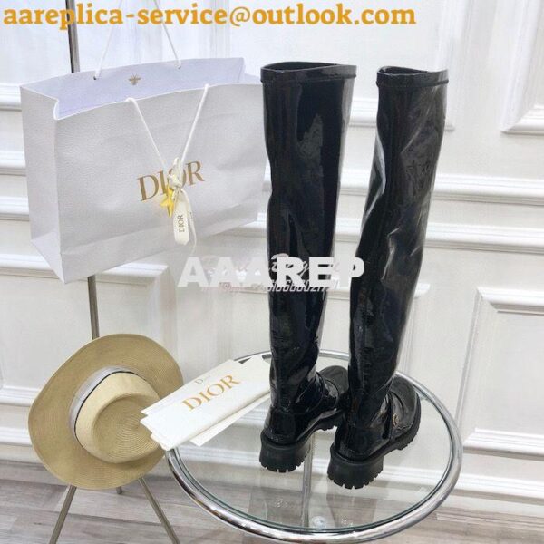 Replica Dior D-Doll Thigh Boot Black Crinkled and Stretch Patent Calfs 9