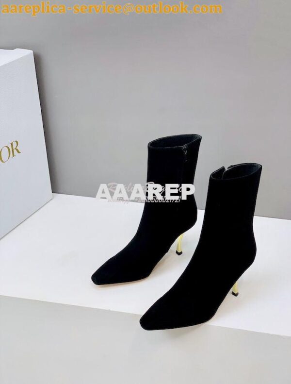 Replica Dior D-Fame Heeled Ankle Boot KDI806 Black Suede Calfskin 4