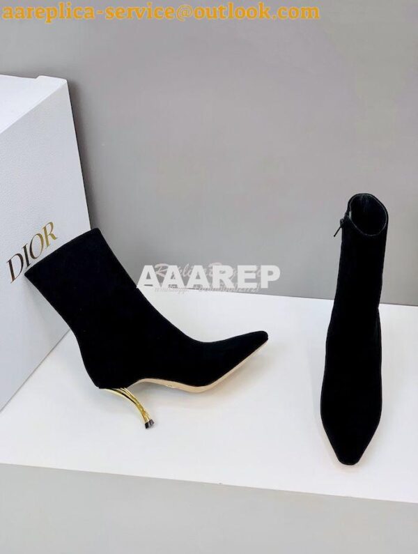 Replica Dior D-Fame Heeled Ankle Boot KDI806 Black Suede Calfskin 6