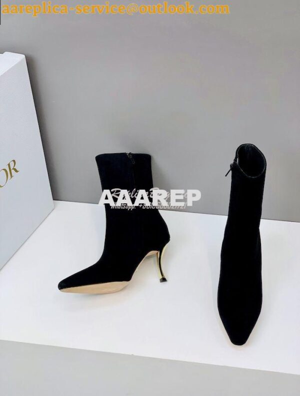 Replica Dior D-Fame Heeled Ankle Boot KDI806 Black Suede Calfskin 7