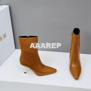 Replica Dior D-Fame Heeled Ankle Boot KDI806 Smooth Calfskin 2