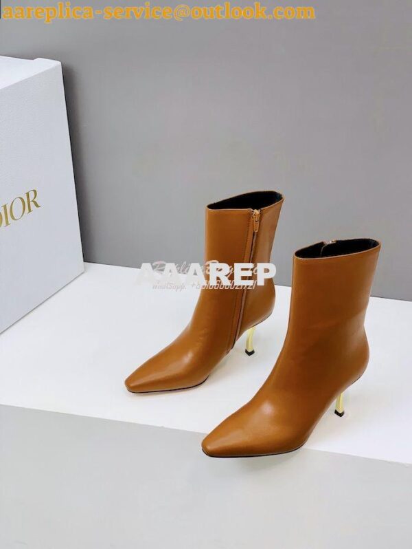 Replica Dior D-Fame Heeled Ankle Boot KDI806 Smooth Calfskin 5