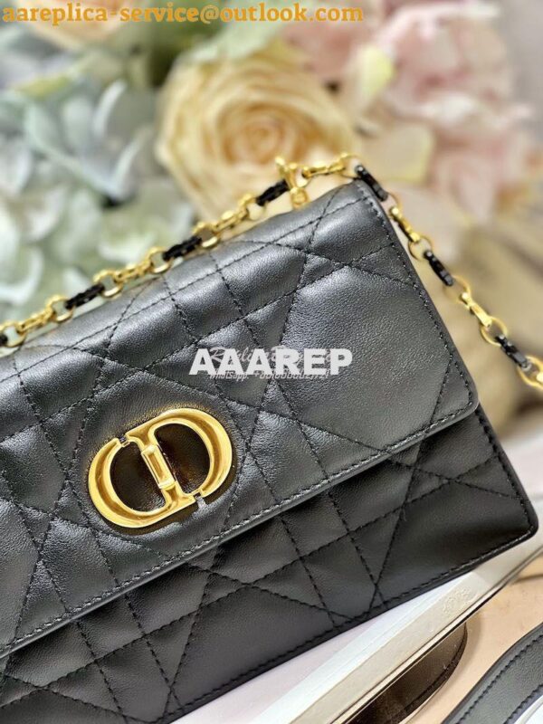 Replica Dior Miss Caro Mini Bag Macrocannage Lambskin S5169U Black 6