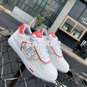 Replica Dior 3SN272 B27 Low Top Sneaker White and Red Smooth Calfskin