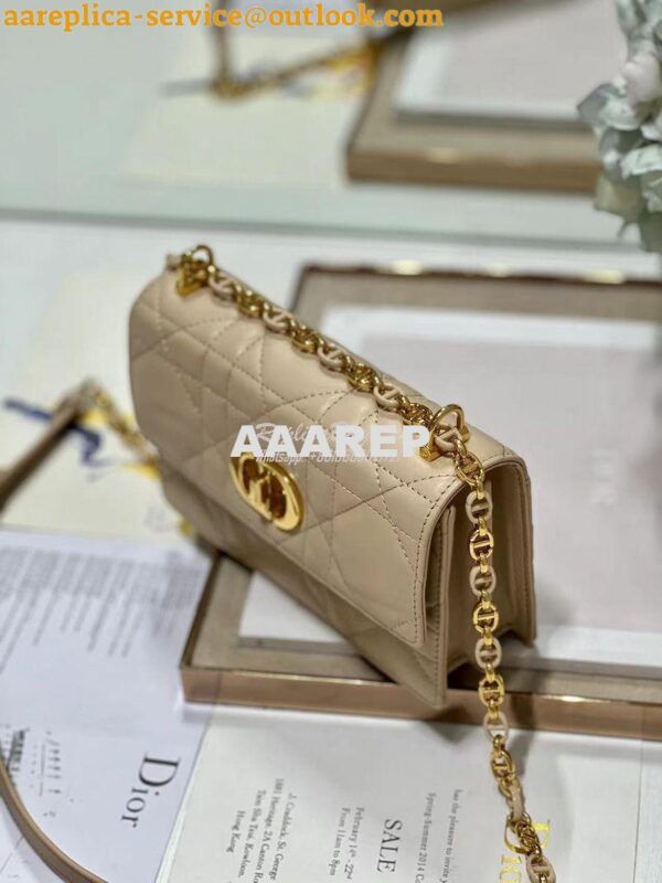 Replica Dior Miss Caro Mini Bag Macrocannage Lambskin S5169U Caramel B 4