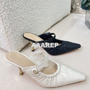 Replica Dior D-Fame Heeled Mule KCQ776 Lambskin 2