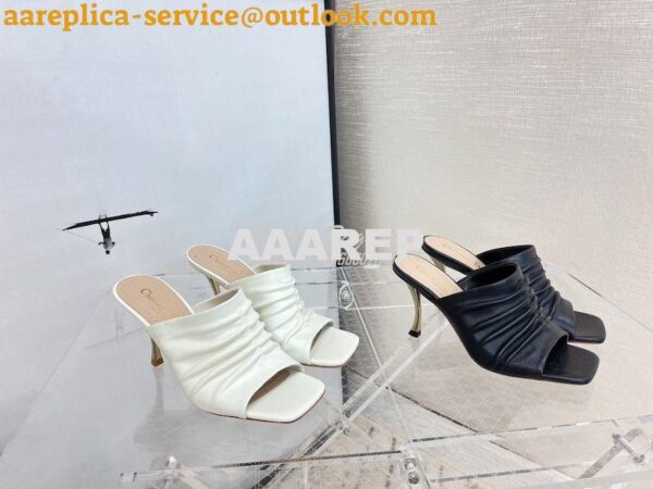 Replica Dior D-Fame Heeled Sandal Pleated Lambskin KCQ775 3