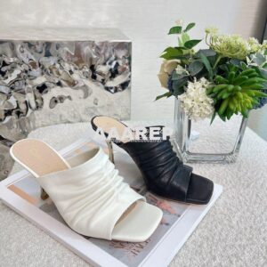 Replica Dior D-Fame Heeled Sandal Pleated Lambskin KCQ775 2