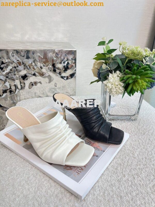 Replica Dior D-Fame Heeled Sandal Pleated Lambskin KCQ775 4