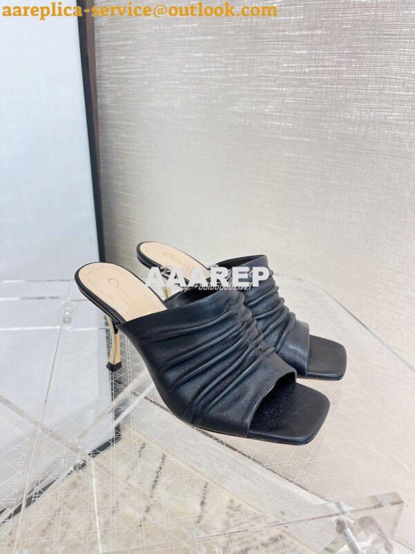 Replica Dior D-Fame Heeled Sandal Pleated Lambskin KCQ775 7