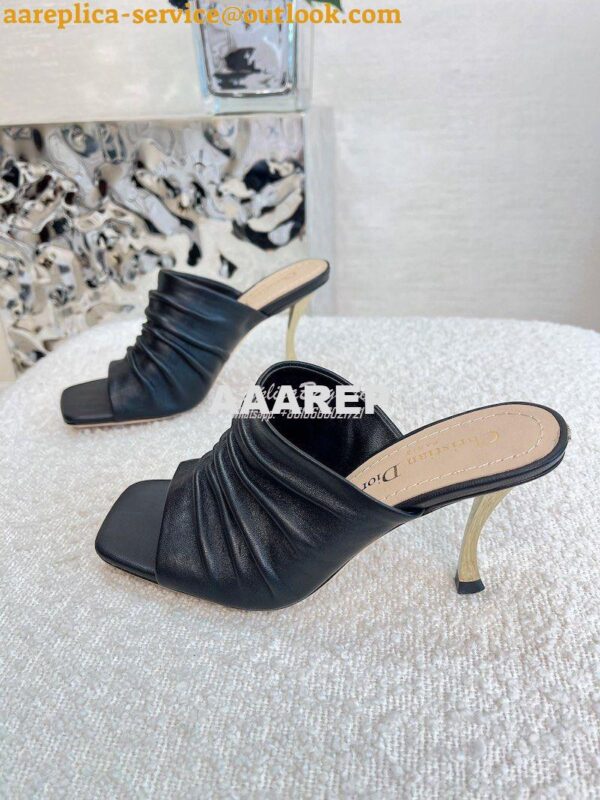 Replica Dior D-Fame Heeled Sandal Pleated Lambskin KCQ775 8