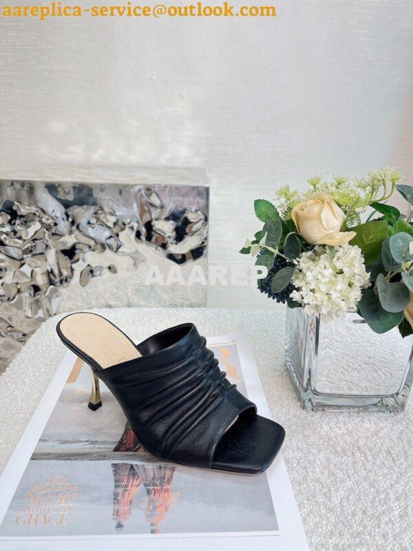 Replica Dior D-Fame Heeled Sandal Pleated Lambskin KCQ775 9