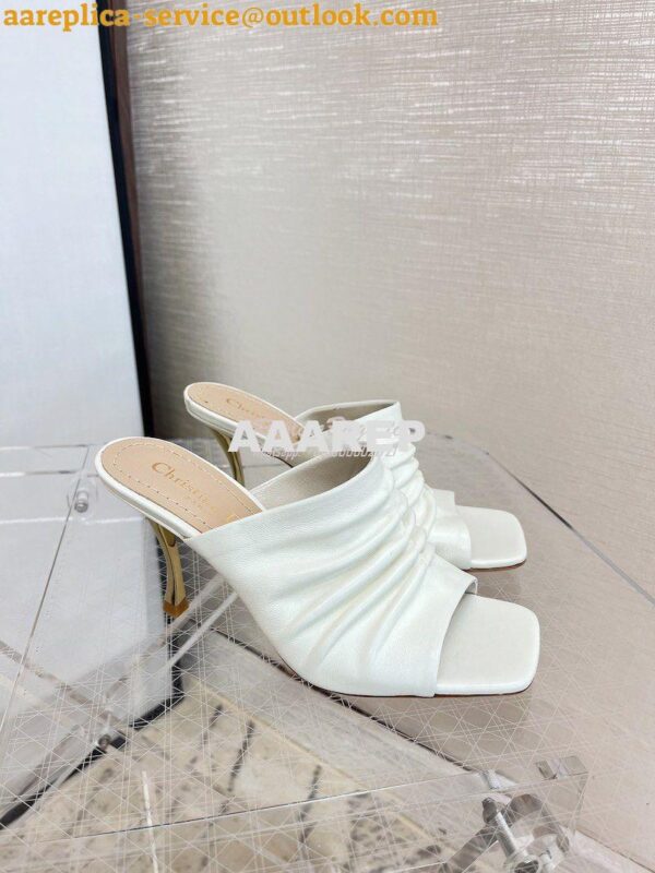 Replica Dior D-Fame Heeled Sandal Pleated Lambskin KCQ775 13