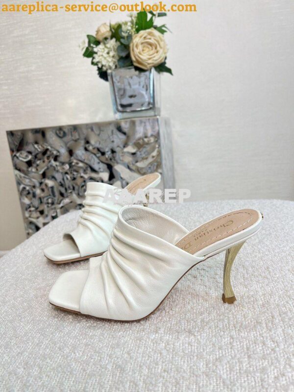 Replica Dior D-Fame Heeled Sandal Pleated Lambskin KCQ775 14