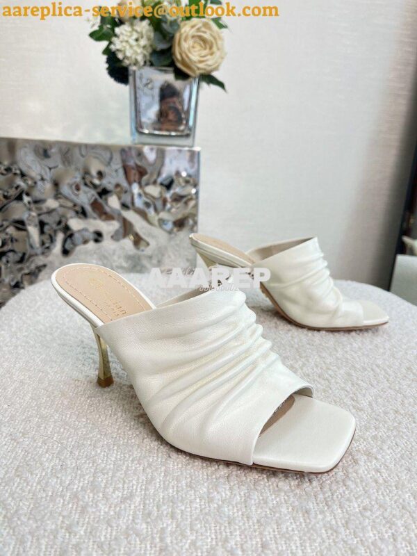 Replica Dior D-Fame Heeled Sandal Pleated Lambskin KCQ775 19