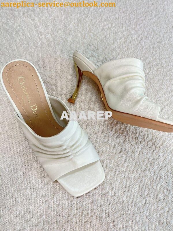 Replica Dior D-Fame Heeled Sandal Pleated Lambskin KCQ775 20