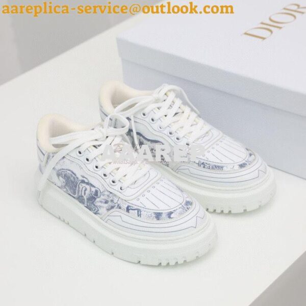 Replica Dior Addict Sneaker French Blue Toile de Jouy Technical Fabric 3