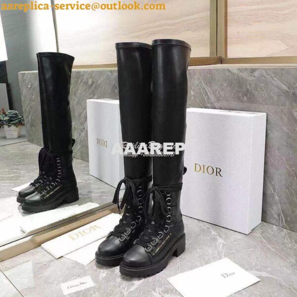 Replica Dior D-Fight Thigh Boot Black Lambskin KCI696X