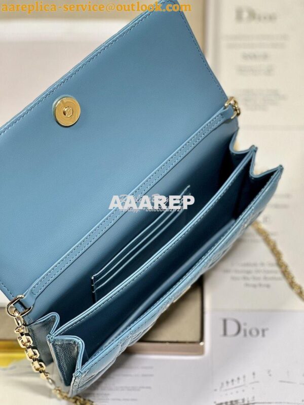Replica Dior Miss Dior Mini Bag Azure Blue Cannage Lambskin S0980O 8