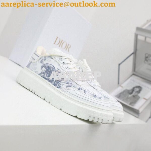 Replica Dior Addict Sneaker French Blue Toile de Jouy Technical Fabric 5