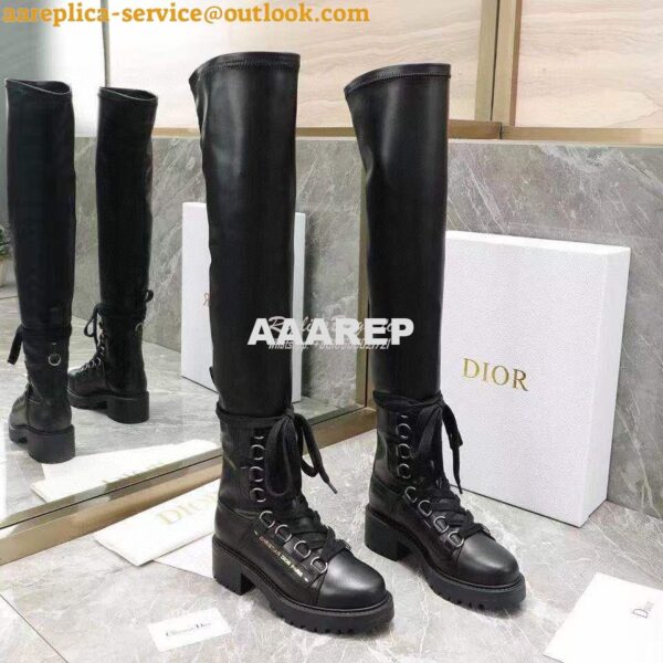 Replica Dior D-Fight Thigh Boot Black Lambskin KCI696X 2