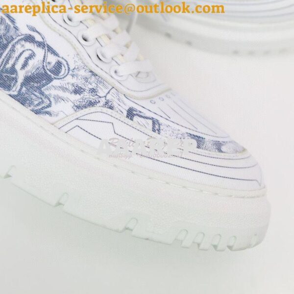 Replica Dior Addict Sneaker French Blue Toile de Jouy Technical Fabric 7