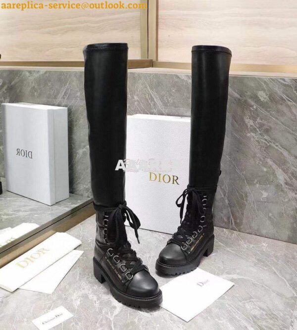 Replica Dior D-Fight Thigh Boot Black Lambskin KCI696X 5