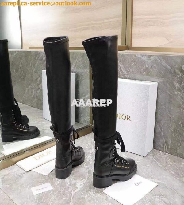 Replica Dior D-Fight Thigh Boot Black Lambskin KCI696X 6