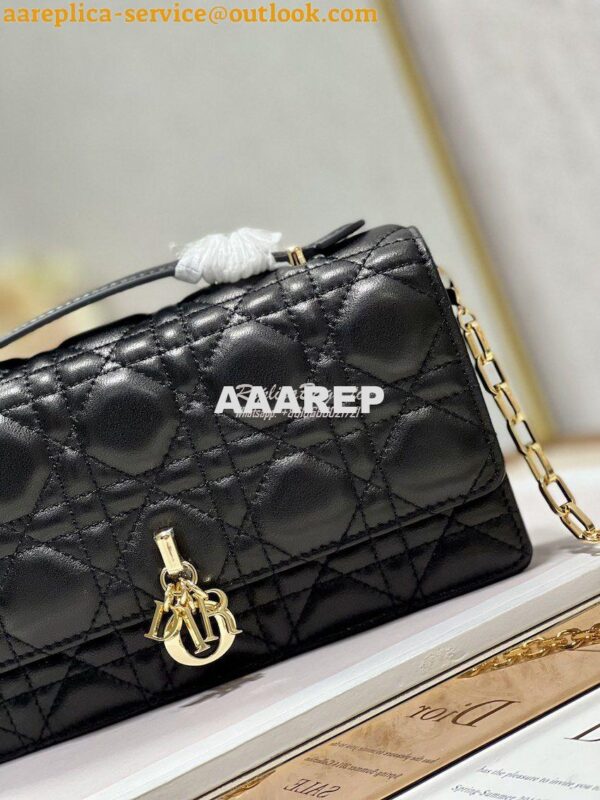 Replica Dior Miss Dior Mini Bag Black Cannage Lambskin S0980O 2