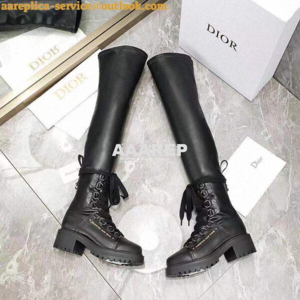 Replica Dior D-Fight Thigh Boot Black Lambskin KCI696X 9