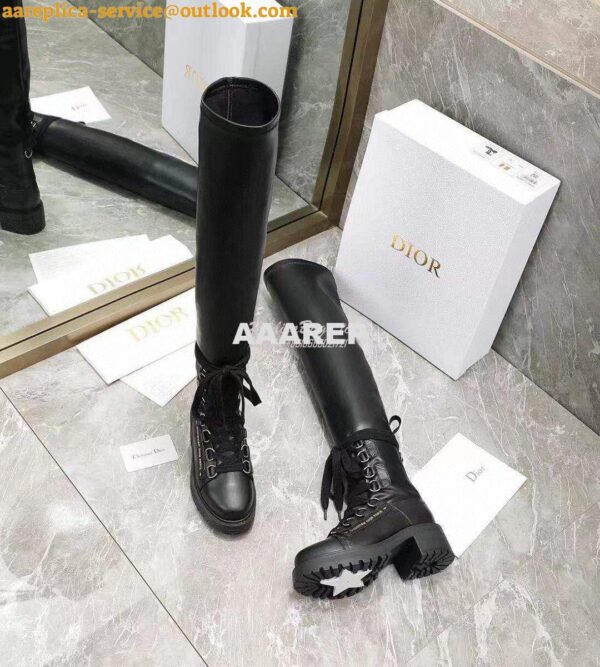 Replica Dior D-Fight Thigh Boot Black Lambskin KCI696X 10