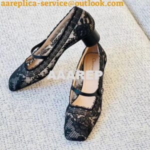 Replica Dior D-Grace Ballet Pump Black Transparent Mesh and Lambskin w