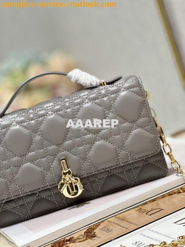 Replica Dior Miss Dior Mini Bag Gray Cannage Lambskin S0980O 2