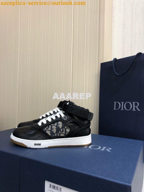 Replica Dior B27 High-Top Sneaker 3SH132 Black Smooth Calfskin with Ob 3