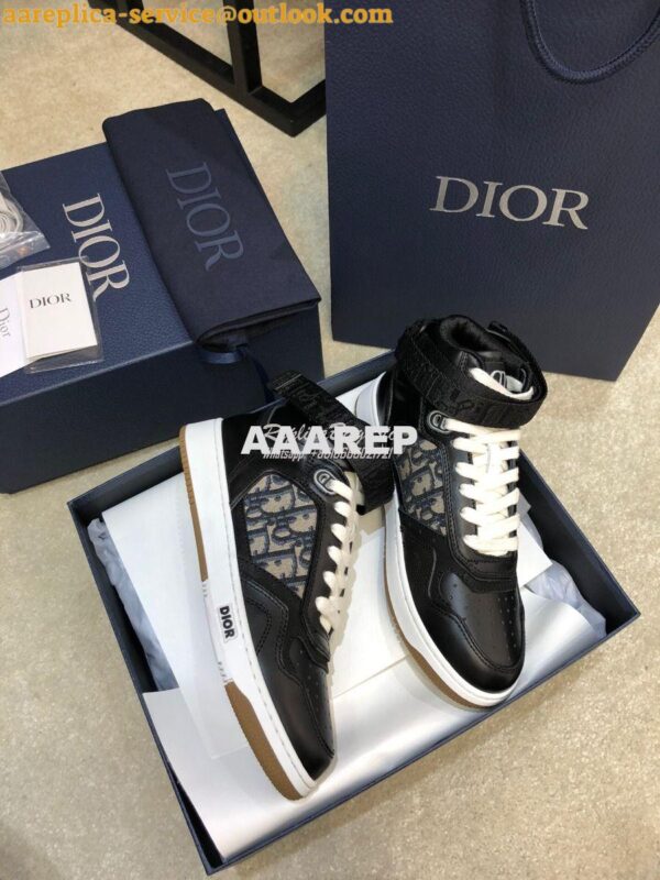 Replica Dior B27 High-Top Sneaker 3SH132 Black Smooth Calfskin with Ob 5